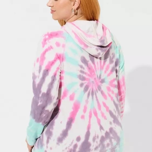 Torrid Pink Floyd Purple Pink Blue Tie-Dye Hoodie Size 0/Large - Picture 8 of 8